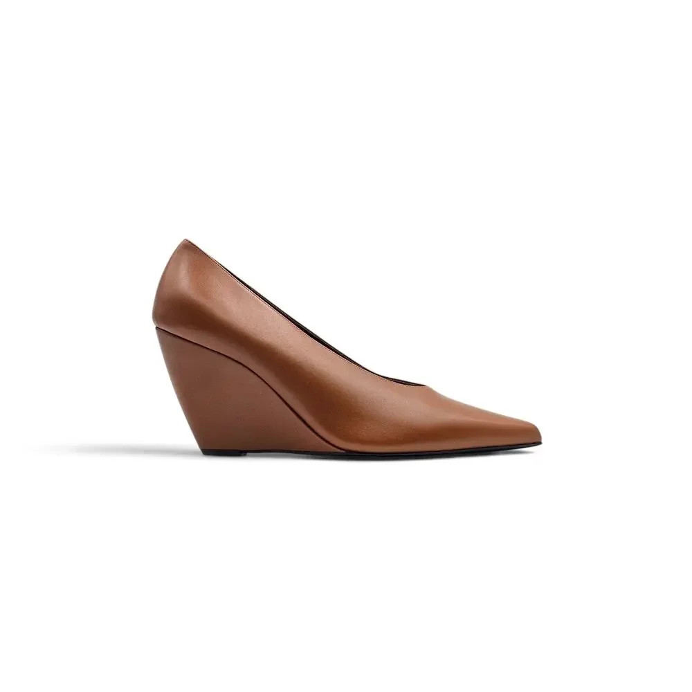 Loro Piana Viola High Wedge Pumps Cedar Bronze Leather EU 39 US 9 - NWOB $1375